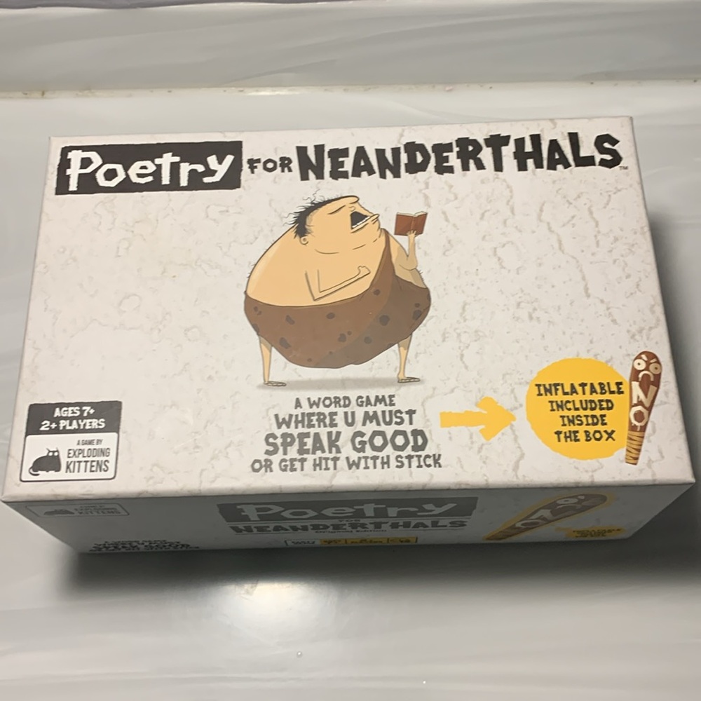 Poetry For Neanderthals Game NEW (Open box) A 5-Star Word Game W/inflatable club